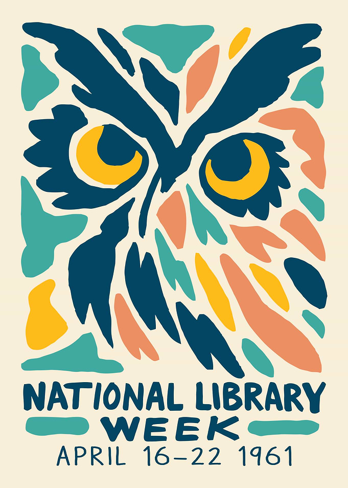 National Library Week 1961 Owl Poster