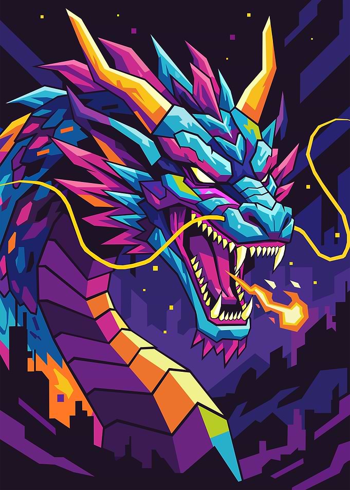 Geometric Dragon – Modern Fantasy Art