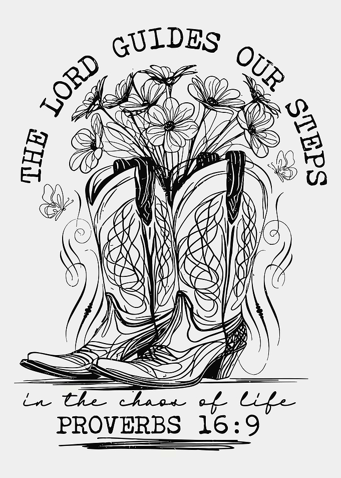 Cowboy Boots Wall Art Poster, Inspirational Christian Quote, Rustic Farmhouse Decor Print