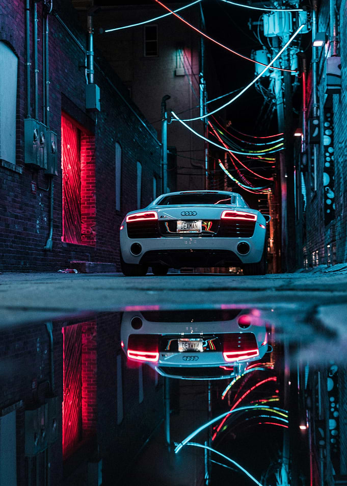 Audi R8 in Neon Alley
