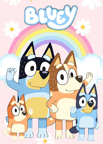 Bluey Family Cartoon Illustration