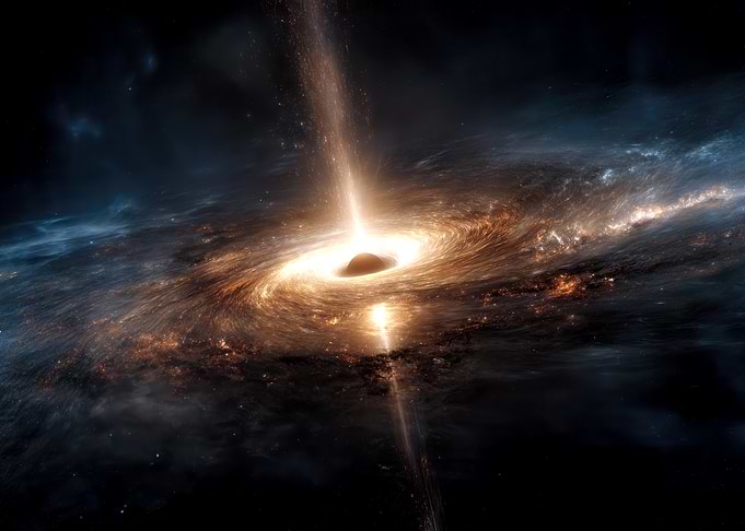 Black Hole Galaxy Radianting Energy