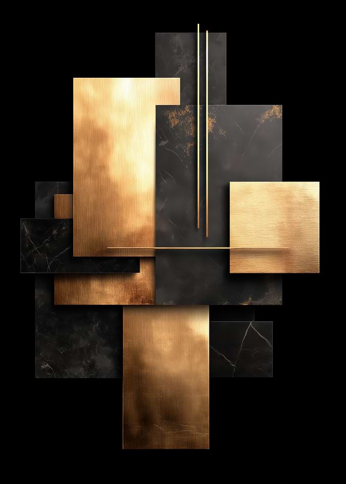Abstract Gold and Marble Composition
