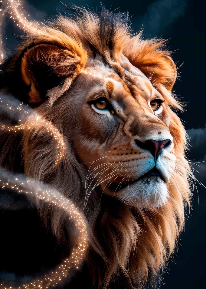 Majestic Lion Portrait with Golden Light