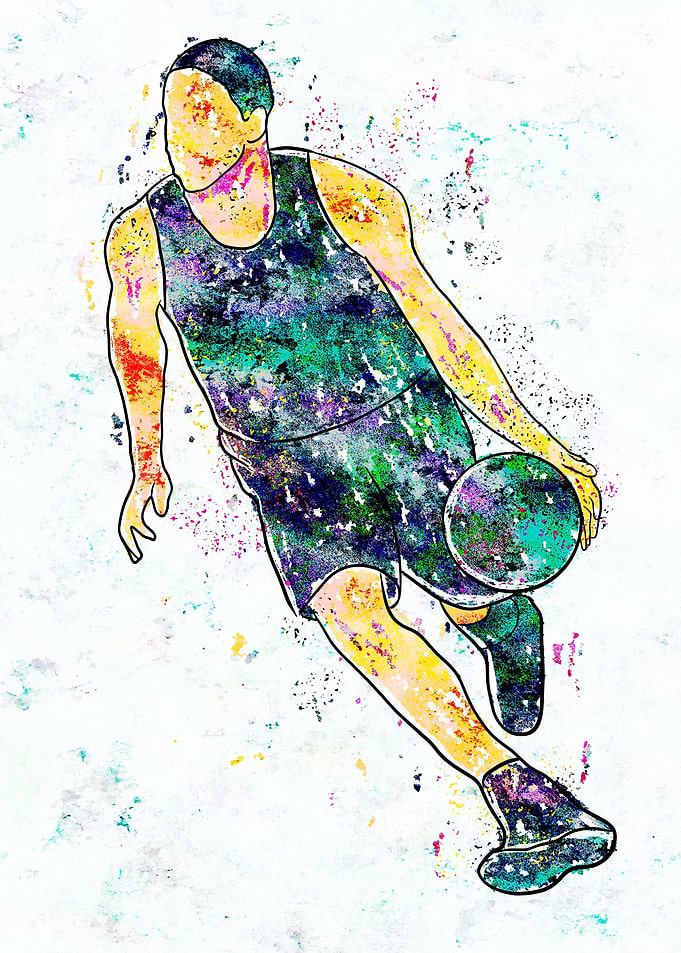 Basketball Player Watercolor Art