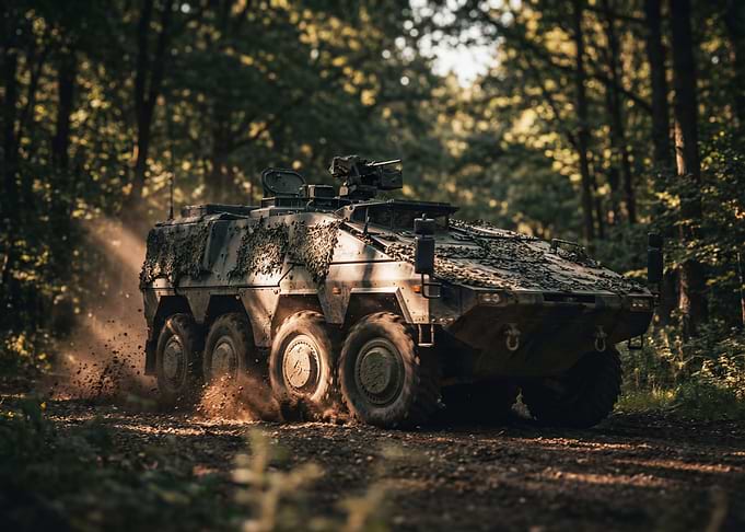 Military Vehicle in Forest