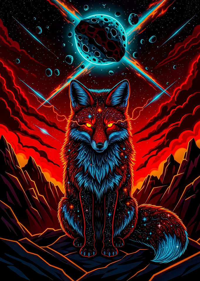 Cosmic Fox in Space Landscape