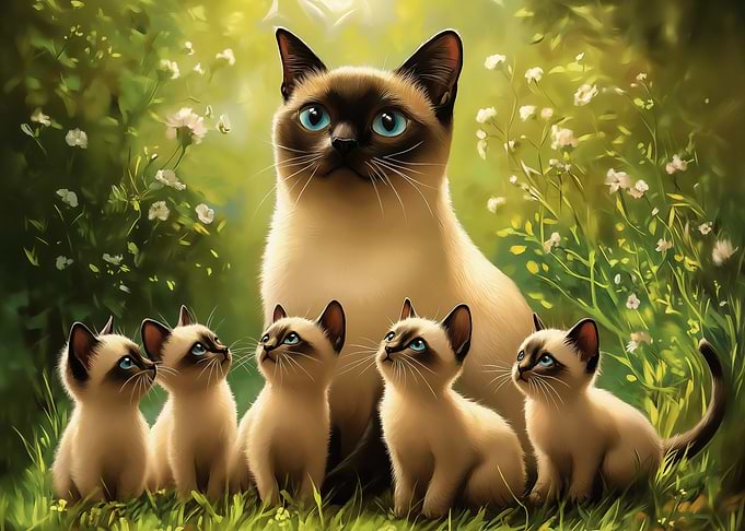 Siamese Cat Family Portrait