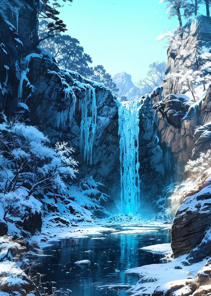 Winter Waterfall Landscape