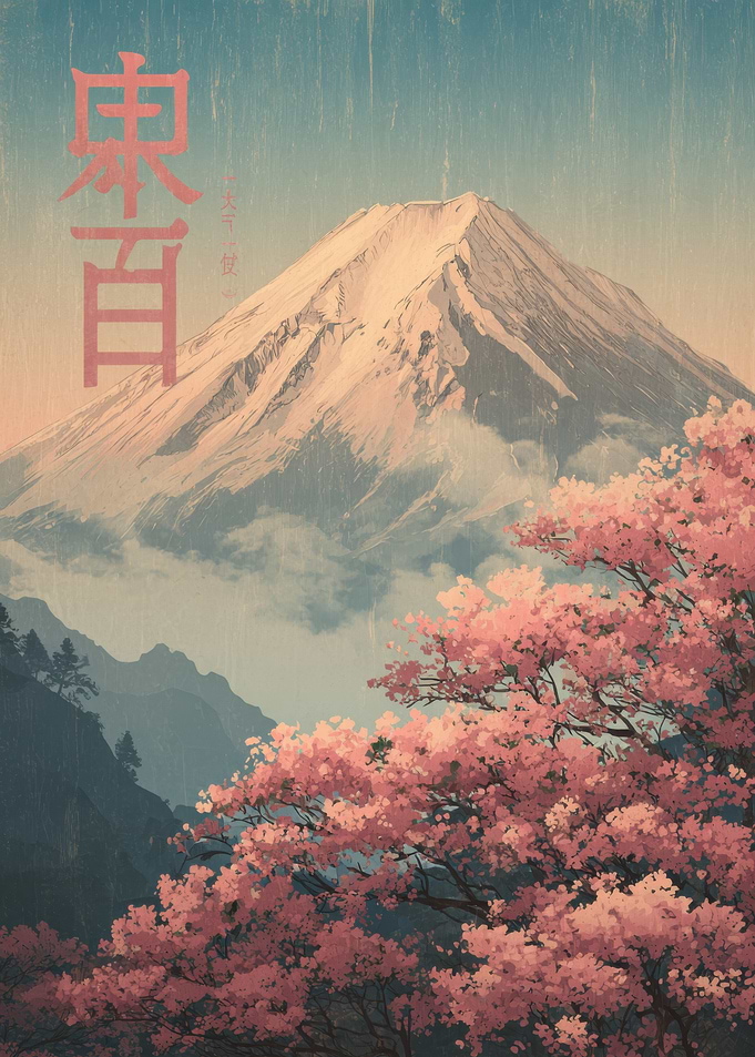 Mount Fuji and Cherry Blossoms