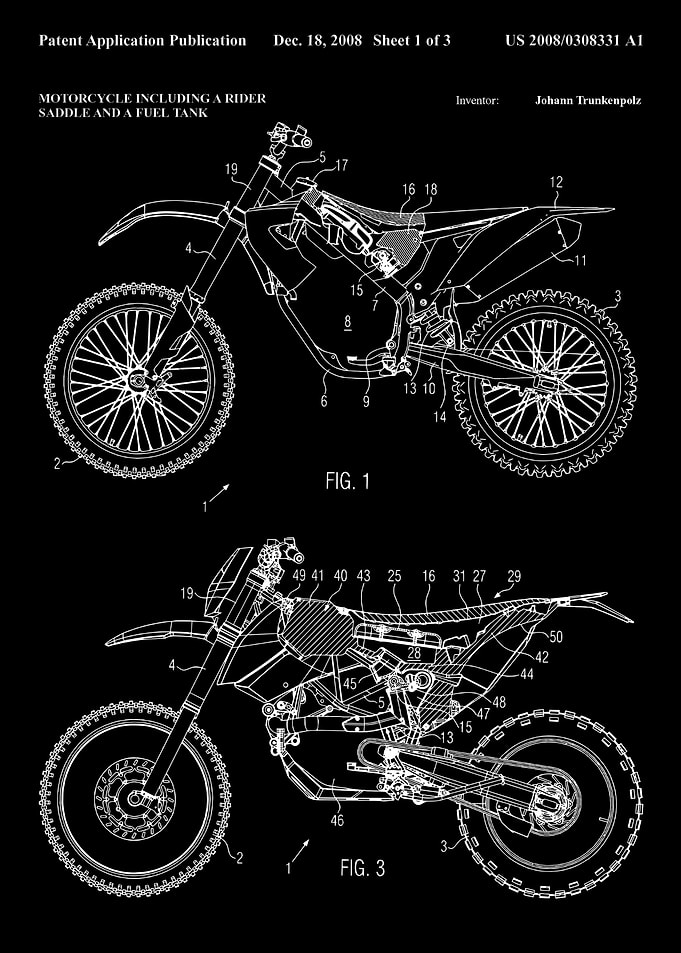 Dirtbike Motorcycle Patent Application Diagram