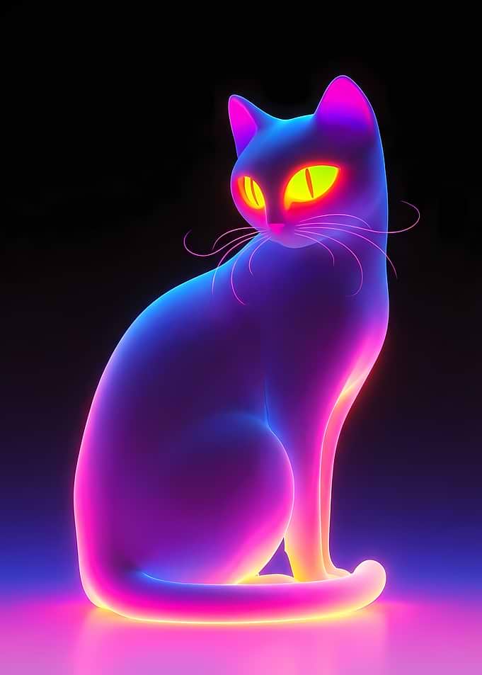 Neon Cat Illustration