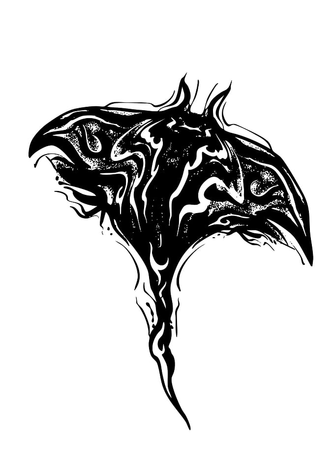 Abstract Manta Ray Black and White