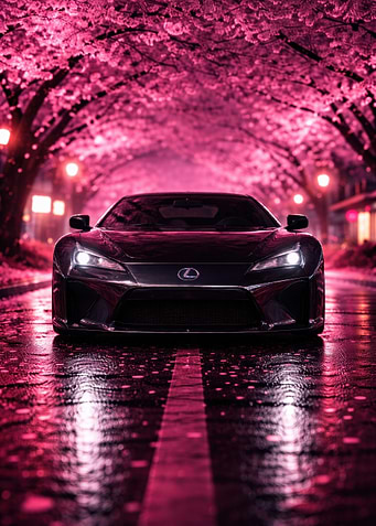 Lexus under Cherry Blossoms