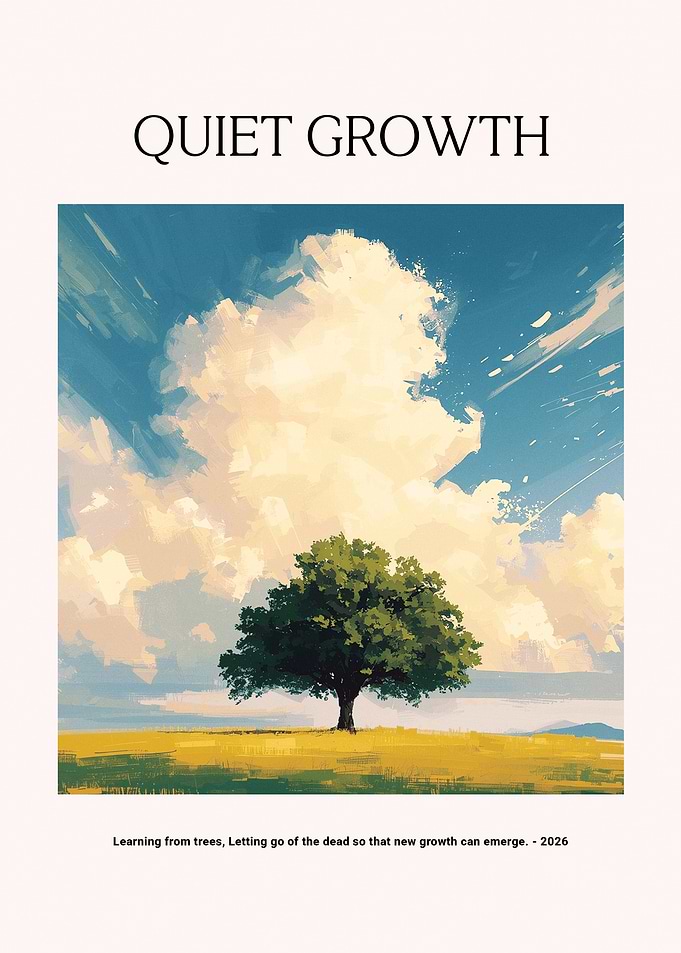 Quiet Growth Tree Landscape - Minimalist Scandinavian Wall Decor