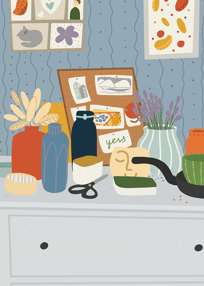 Cozy Room Still Life Illustration