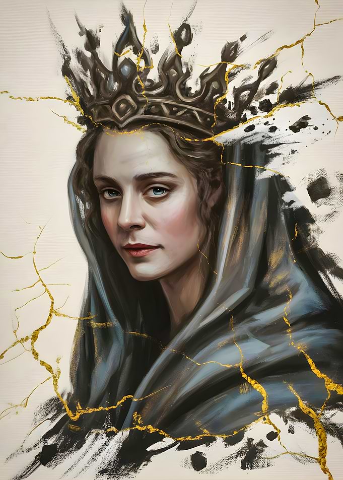 Crowned Majesty Mystical Queen with Golden Veins