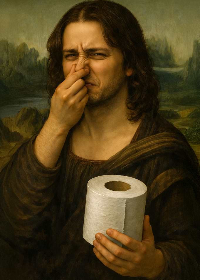 Mona Lisa Parody: Smelly Toilet Paper