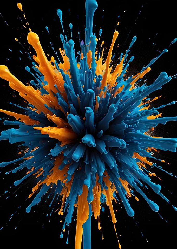 Paint Explosion on Black Background
