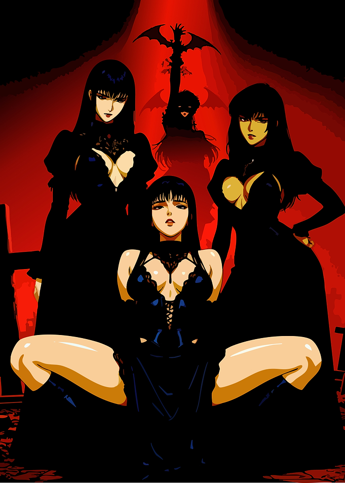 Anime Women in Black Dresses