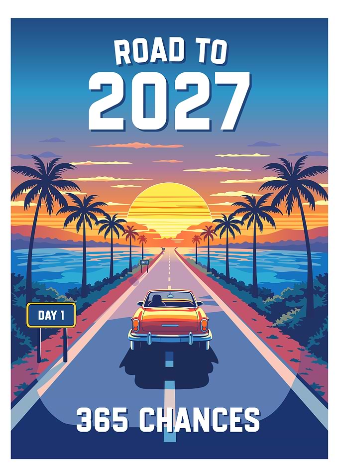Road to 2027 - Retro Sunset Road Trip California