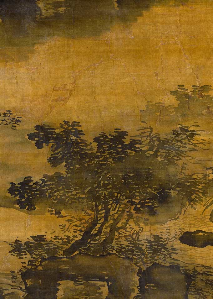 Chinese Tree Landscape Painting Rainy Day Approaching