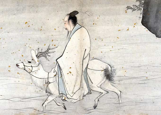 White Deer Immortal Chinese Taoist Painting