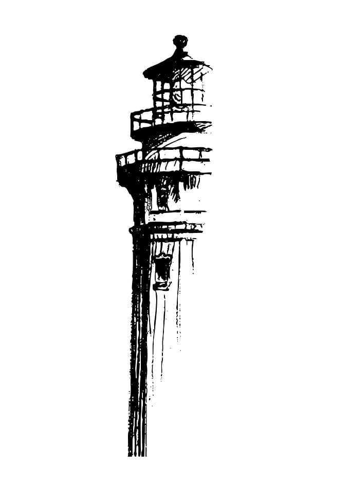 Lighthouse Black and White Sketch