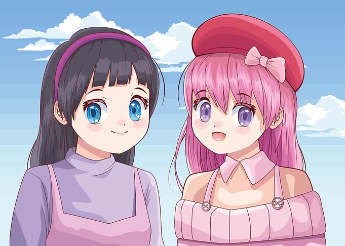 Two Anime Girls Portrait