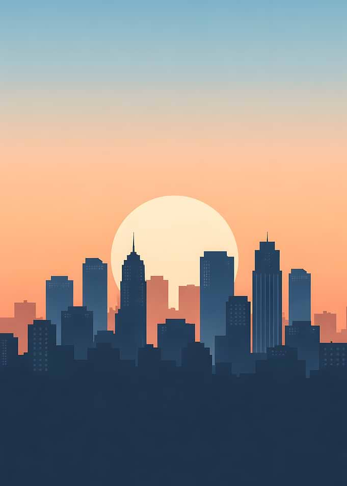 Cityscape Silhouette at Sunset