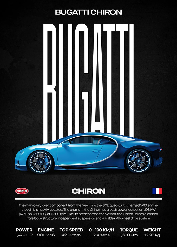 Bugatti Chiron Car Poster