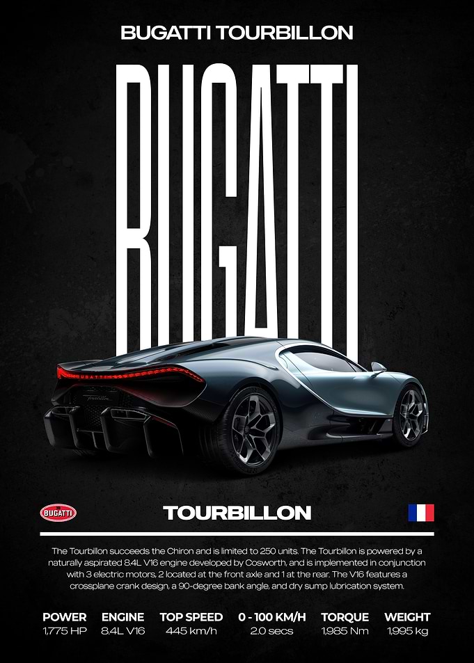 Bugatti Tourbillon Car Poster