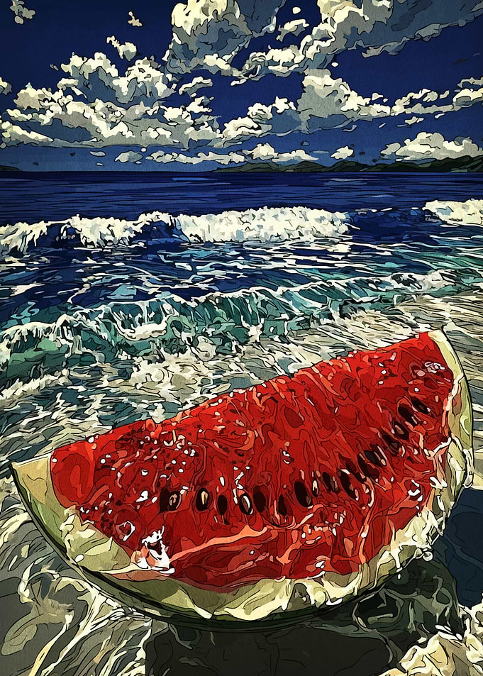 Watermelon Slice on the Beach