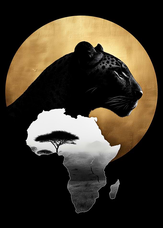 Black Panther and Africa Silhouette