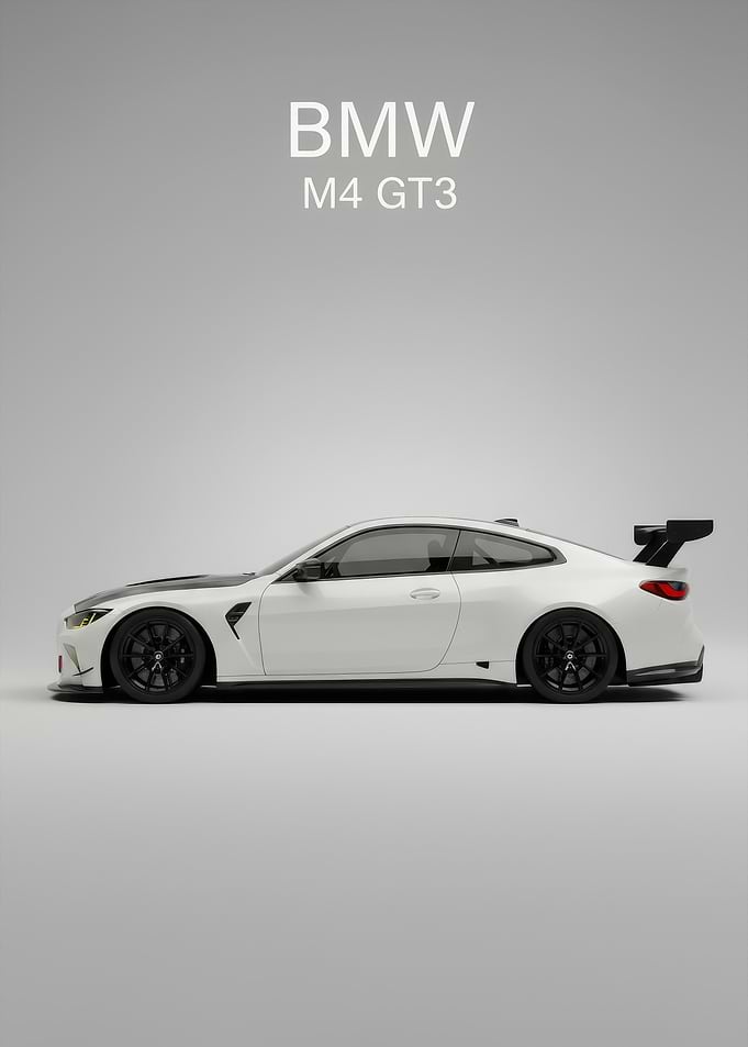 BMW M4 GT3 White side Car