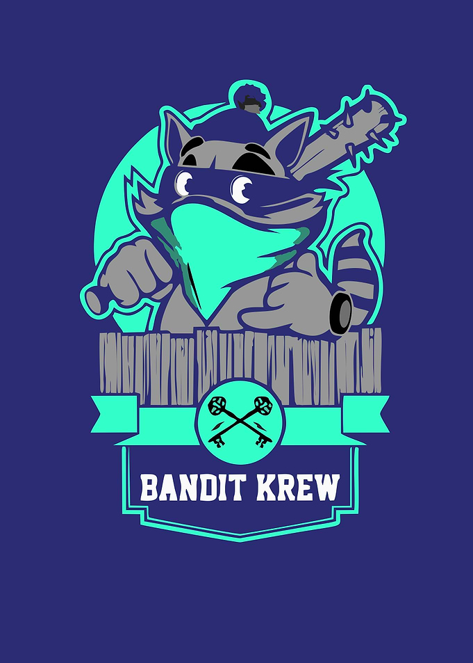 Bandit Krew Raccoon Cartoon Logo