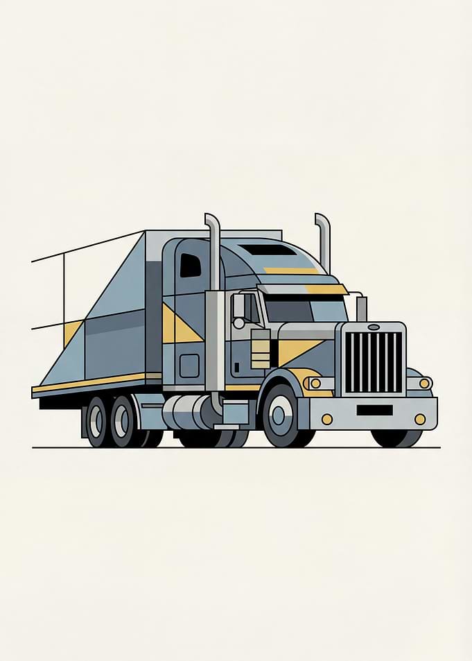 Stylized Semi-Truck Illustration