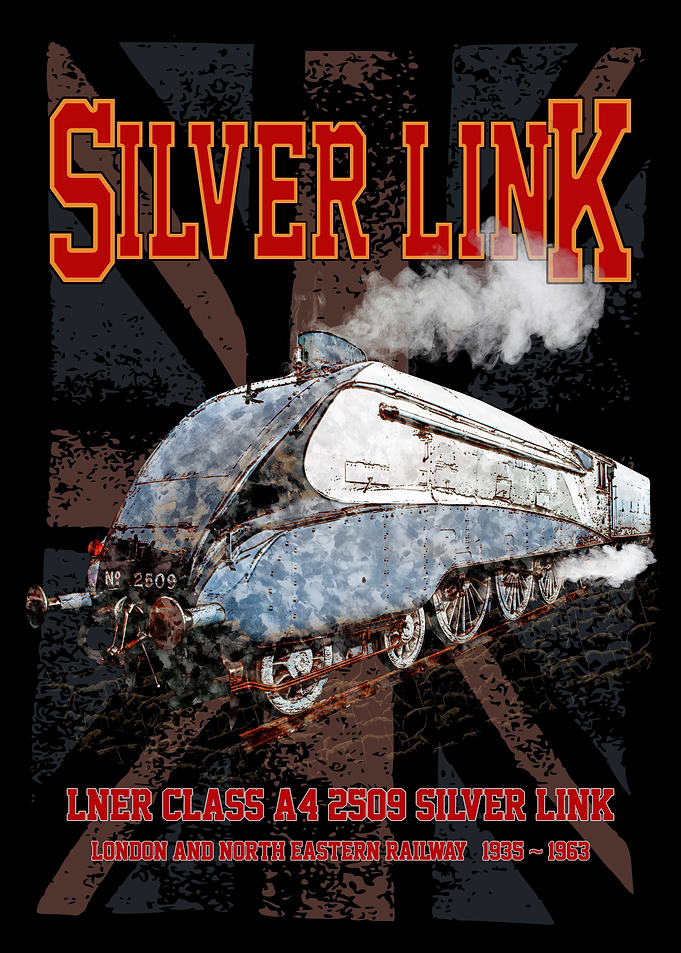 Silver Link LNER Class A4 2509 Steam Locomotive Train with UK Union Jack flag