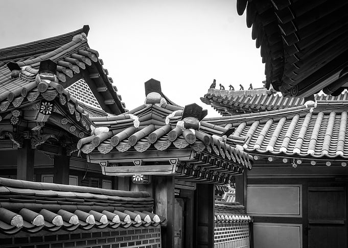 Korean Traditional Architecture in Black and White