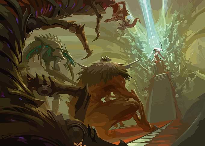 Fantasy Battle Scene with Monsters