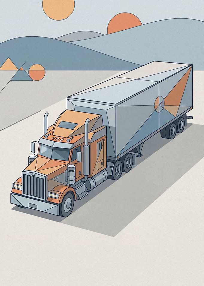 Geometric Truck Landscape Illustration
