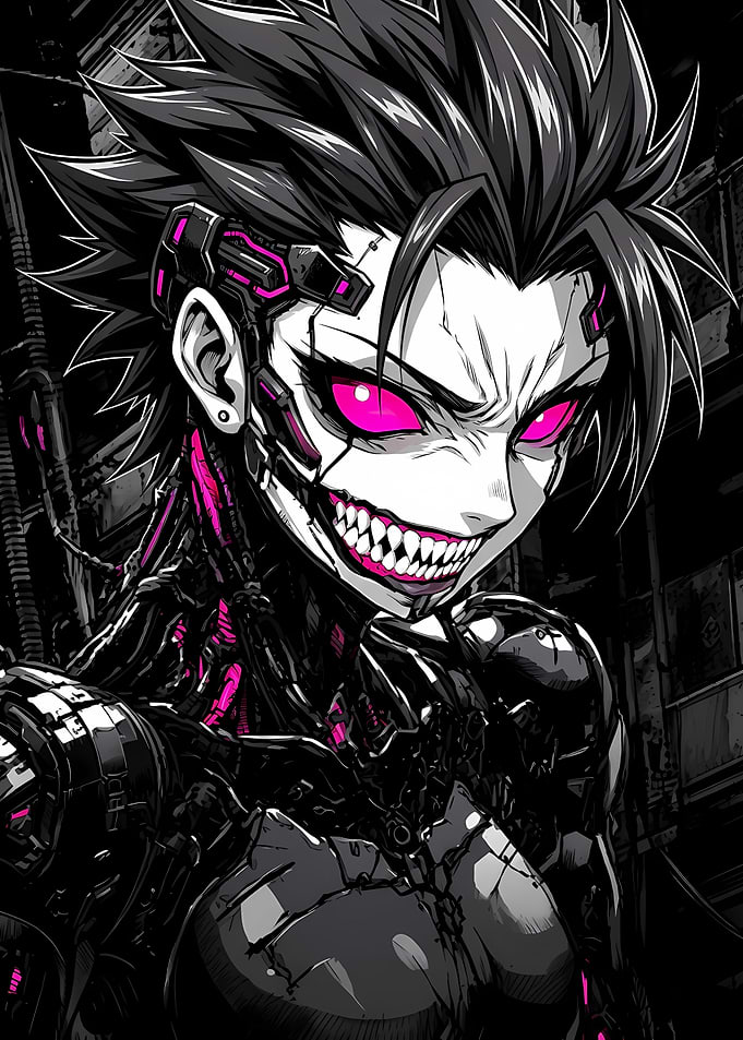Cyberpunk Anime Character with Glowing Eyes