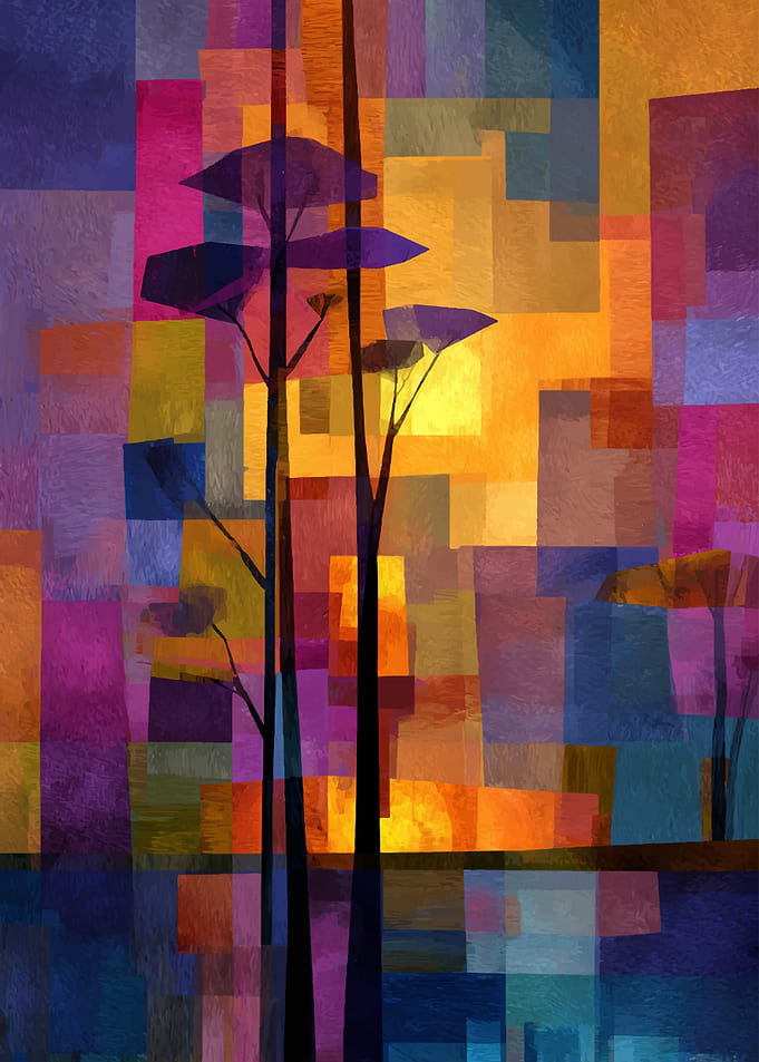 Abstract Trees Landscape Painting