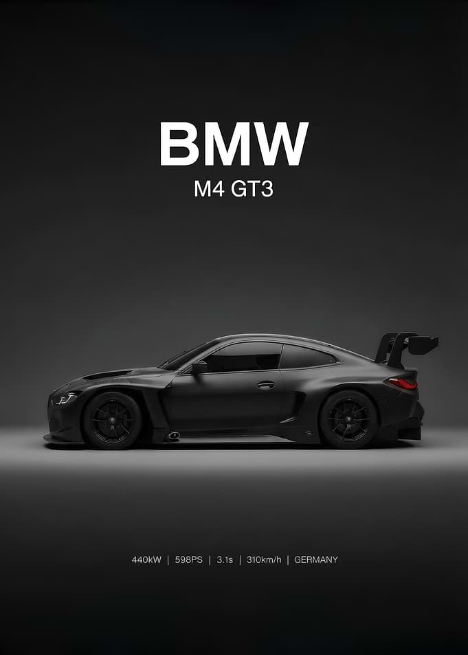 BMW M4 GT3 Car side poster