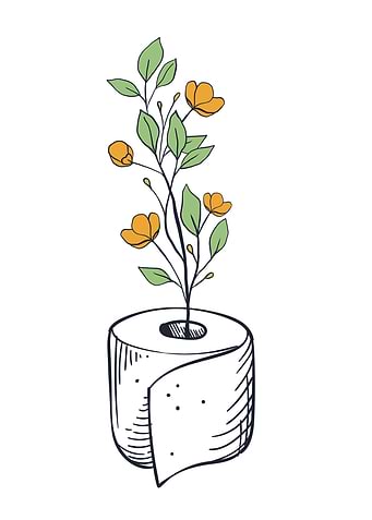 Toilet Paper Roll with Flowers