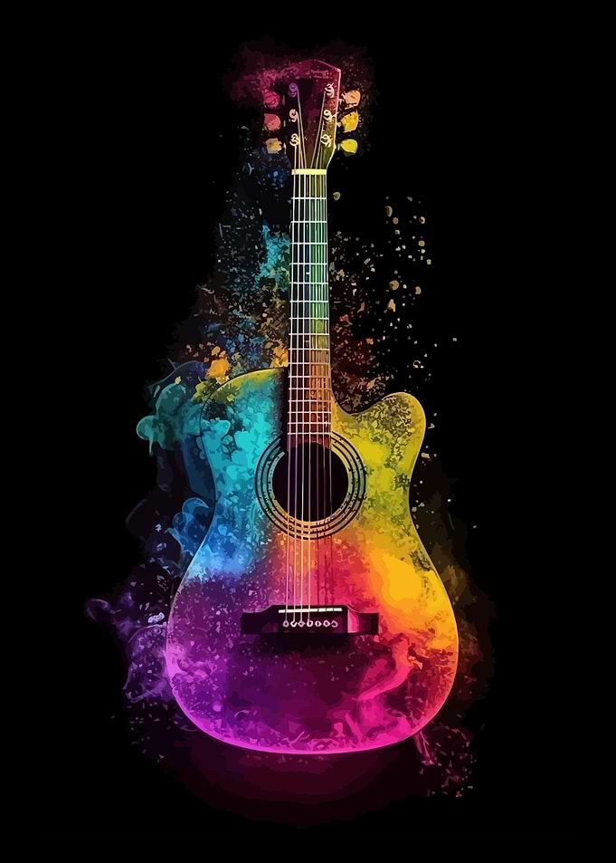 Colorful Acoustic Guitar Art