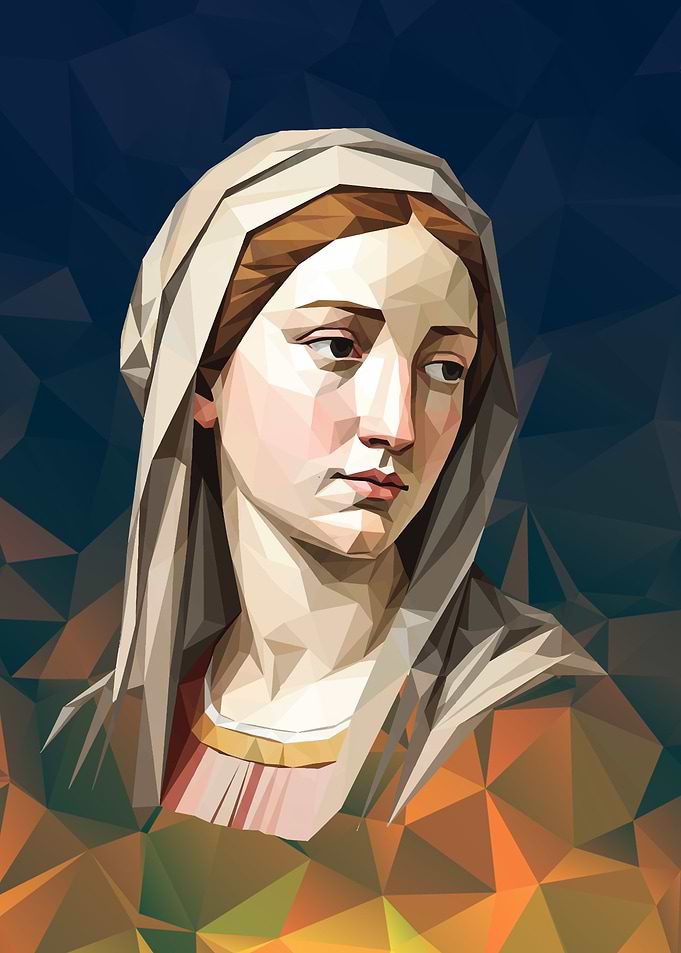 Portrait Woman with a Veil Low Poly