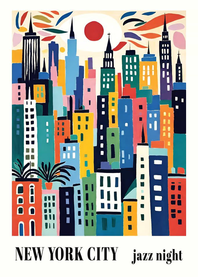 Colorful New York City Jazz Night