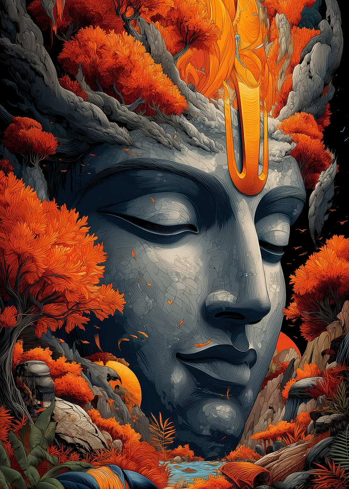 Serene Lord Shiva In Autumnal Landscape