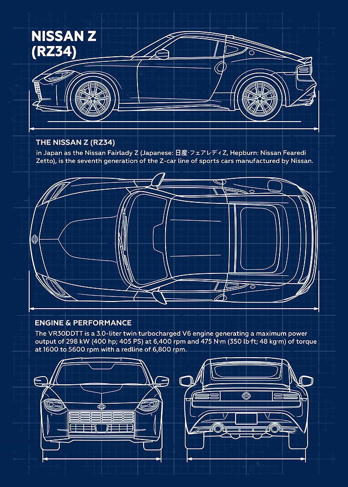 Car Nissan Z RZ34 Blueprint
